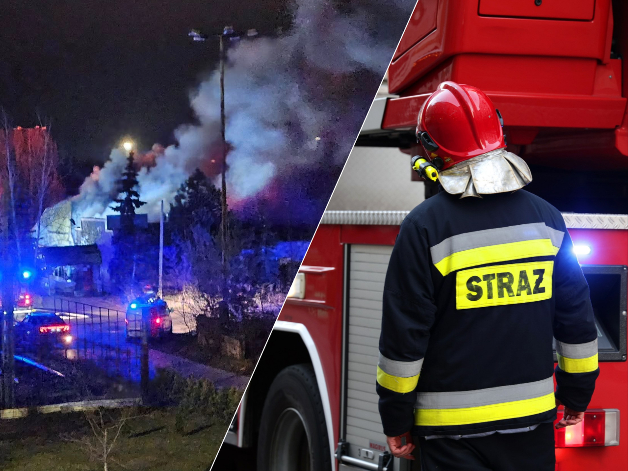 Gęsty dym nad Warszawą. Runął dach płonącego budynku Gęsty dym nad Warszawą. Runął dach płonącego budynku